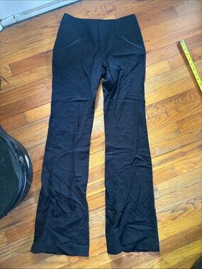 Alice + Olivia Black Flare Leg Trousers/ Pants semi sheer wool/lycra